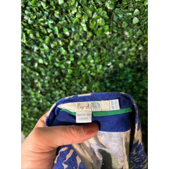 Boden | Blue Green Cream Floral Sorrento Ankle Skimmer Linen Pants, size 14R - Picture 4 of 4